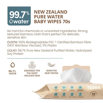 Terra Bamboo Baby Wipes - 70s - Terra Middle East
