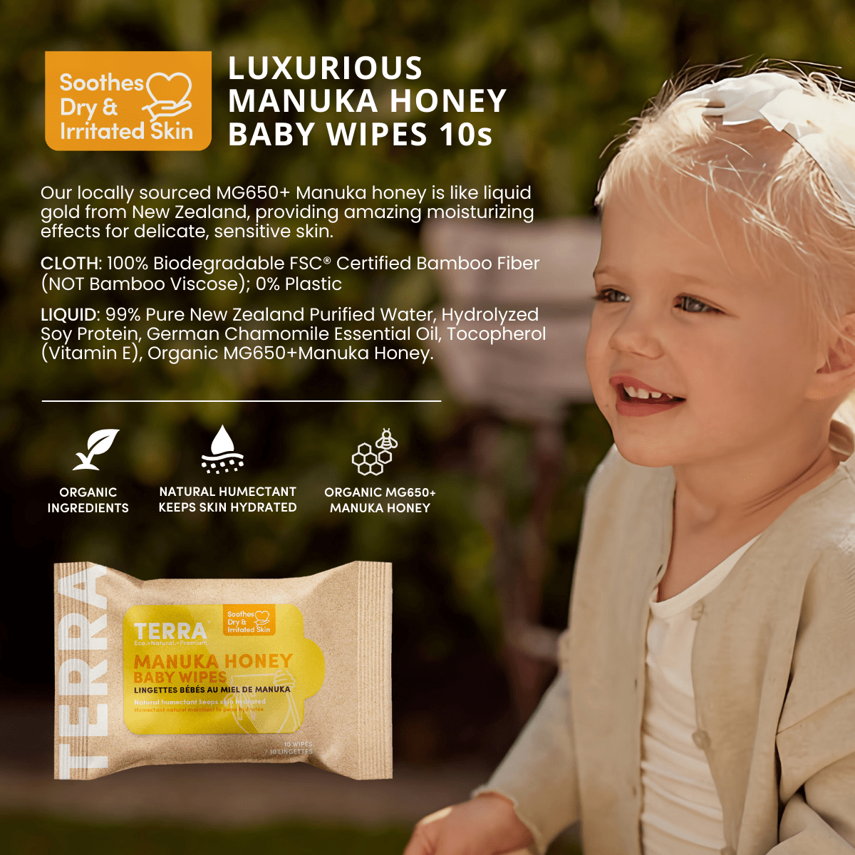 TERRA Bamboo Baby Wipes - Mini Pack 10s - Terra Middle East