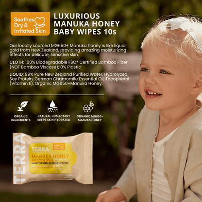 TERRA Bamboo Baby Wipes - Mini Pack 10s - Terra Middle East