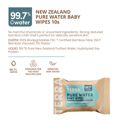TERRA Bamboo Baby Wipes - Mini Pack 10s - Terra Middle East